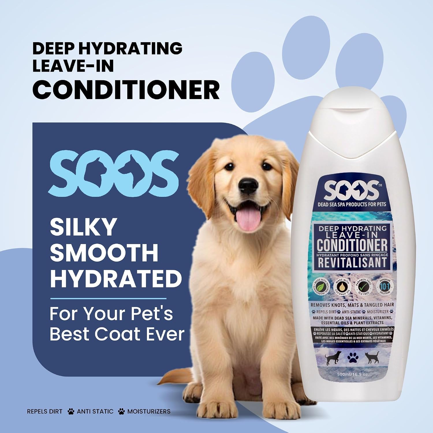 SOOS dogs and cats deep hydrating skin moisturizer back label info