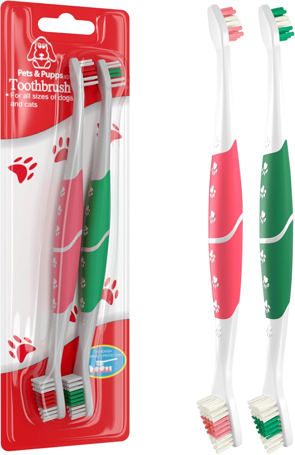 Pet Toothbrush for Dogs, Cats with Soft Bristles - Easy Teeth Cleaning & Dental Care, Non Slip Dual Head Dog Toothbrush for Medium & Large Pets, Toothpaste Not Included, Pack of 1 - Image 13