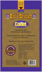 Cadet 100% natural grass fed beef bully sticks packaging back view details