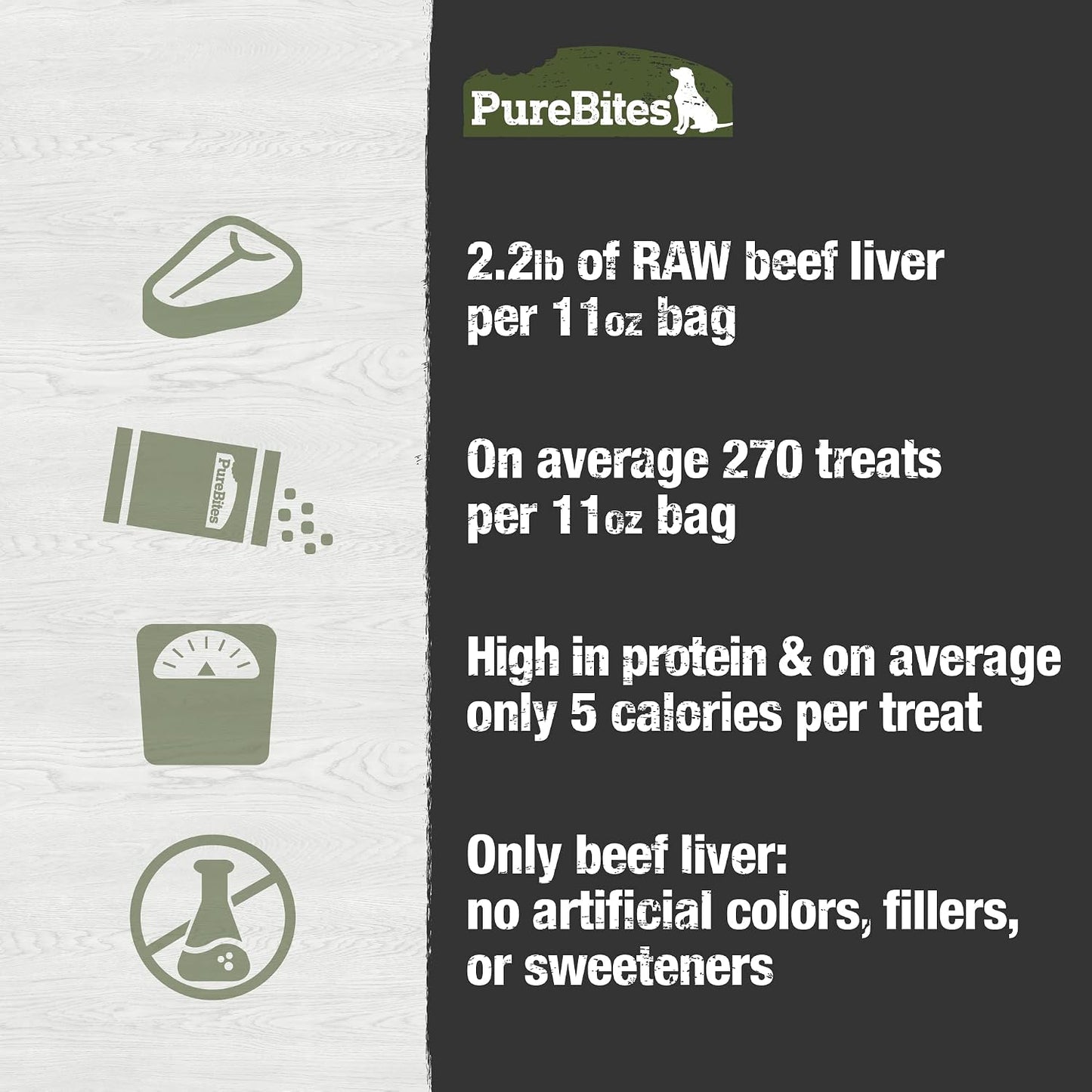 PureBites natural beef liver training treats eleven ounce bag texture details