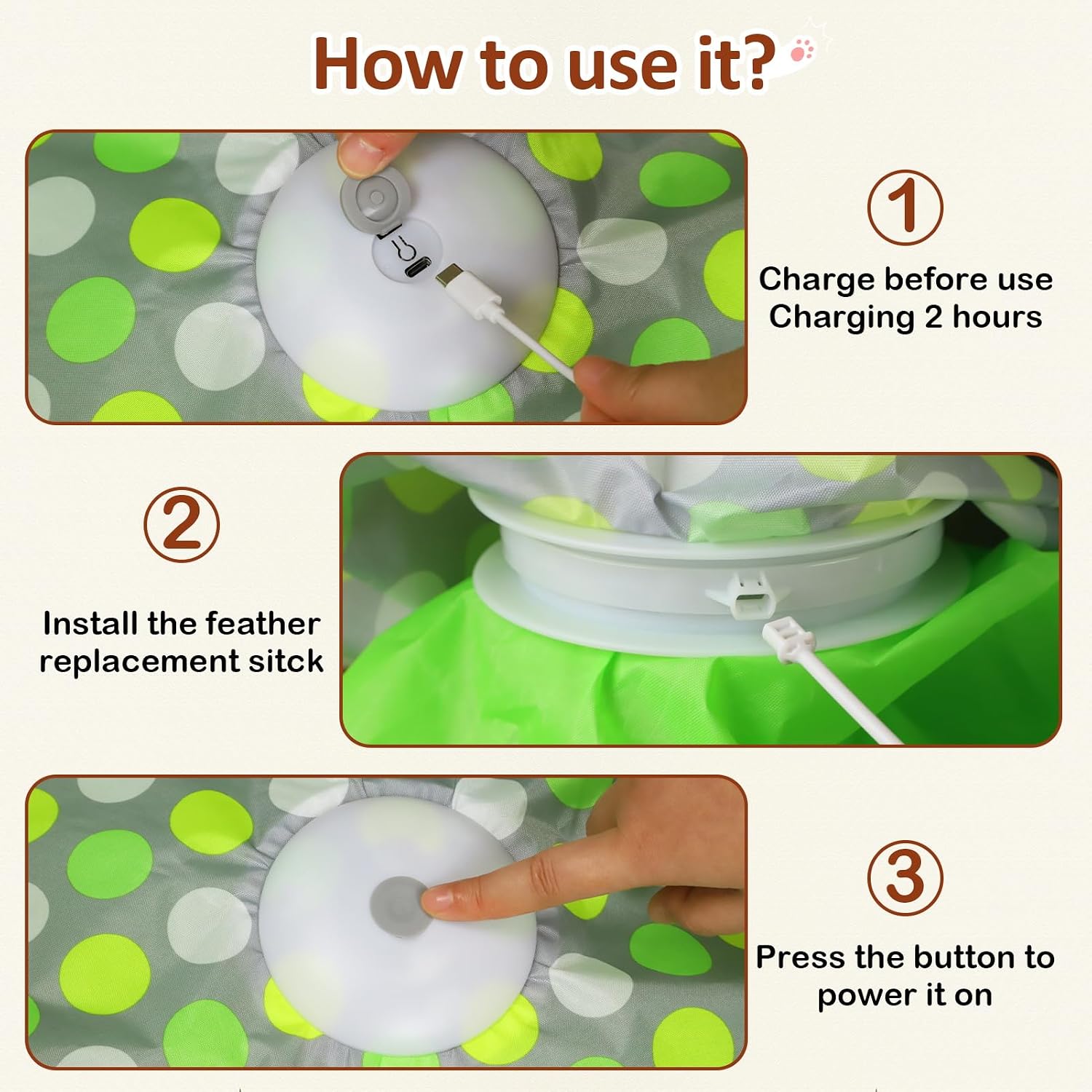 Sofolor three speed mode interactive pet toy interface panel.
