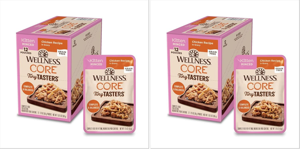 Wellness CORE Tiny Tasters Minced Kitten Wet Cat Food, Natural, Protein Rich, Grain Free, Chicken Recipe, 1.75 oz, Pack of 12 Pouches - Image 12