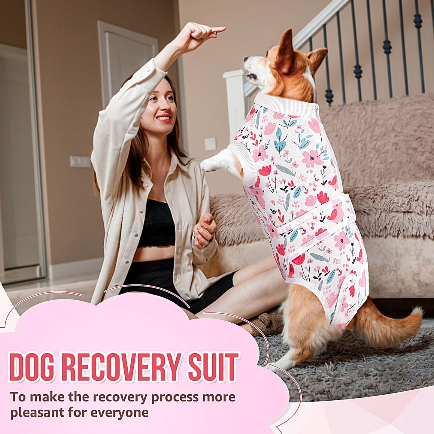 Lukovee breathable dog onesie for spay and neuter recovery