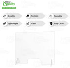 EcoQuality Inc transparent plexiglass barrier with pass through window for safe cashier checkouts