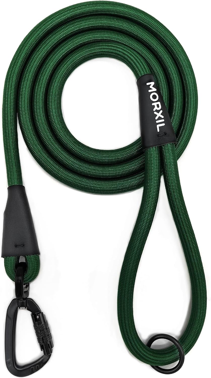 Rope Dog Leash, 6 Foot Heavy Duty Dog Leash with Aviation Aluminum Auto Locking Carabiner, Strong Nylon Pet Lead for Small, Medium, Large Dogs (Black, 6FT) - Image 10