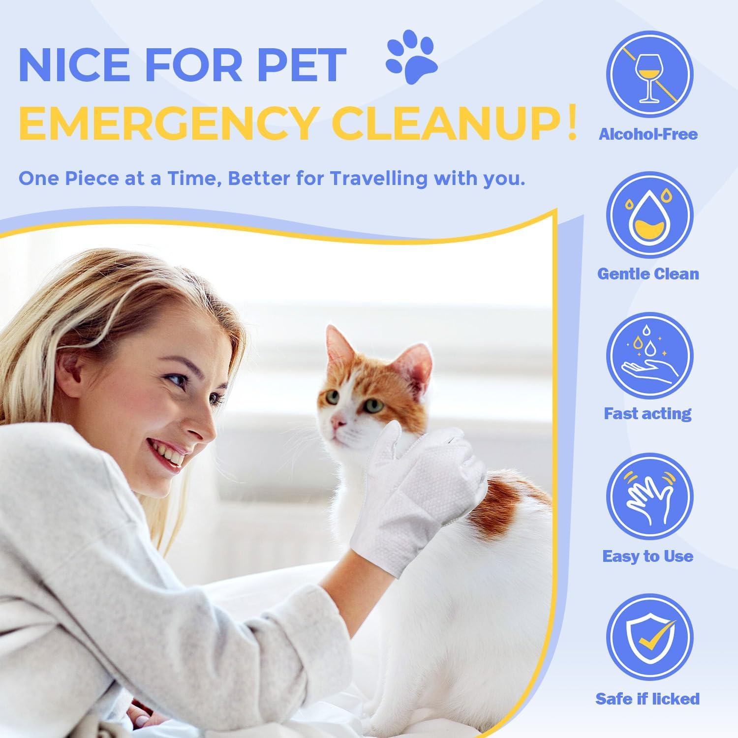 Pupmate 24 pieces disposable pet cleaning mitts close up