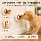 Chew resistant pet doorbell transmitter placed near a home door