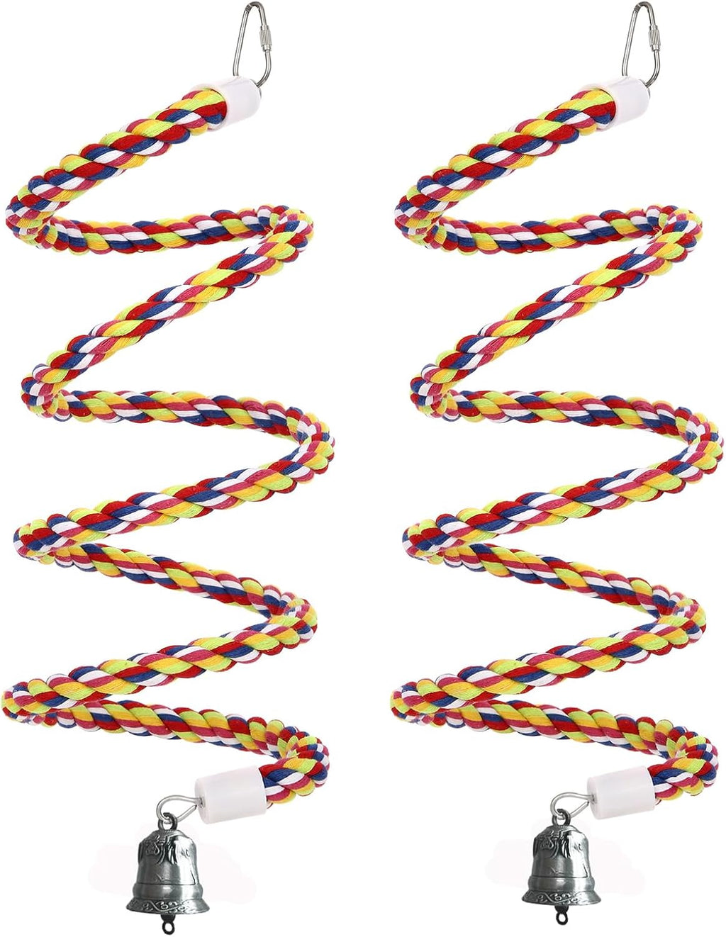 94.4inch Length Colorful Cotton Bendable Rope Perch Swing Bird Chew Toys Amazon Parrots Cage Toys with Bell Swing Climbing Standing Bungee Bird Toys for Regular to Big Size Birds - Image 5