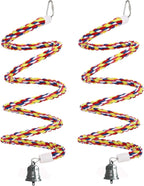 94.4inch Length Colorful Cotton Bendable Rope Perch Swing Bird Chew Toys Amazon Parrots Cage Toys with Bell Swing Climbing Standing Bungee Bird Toys for Regular to Big Size Birds - Image 5