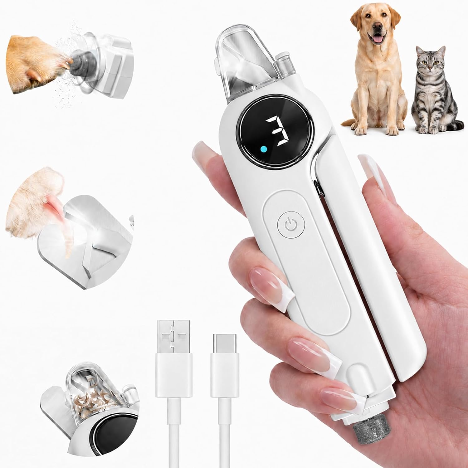 Bedama 2-in-1 pet nail clipper and grinder front view
