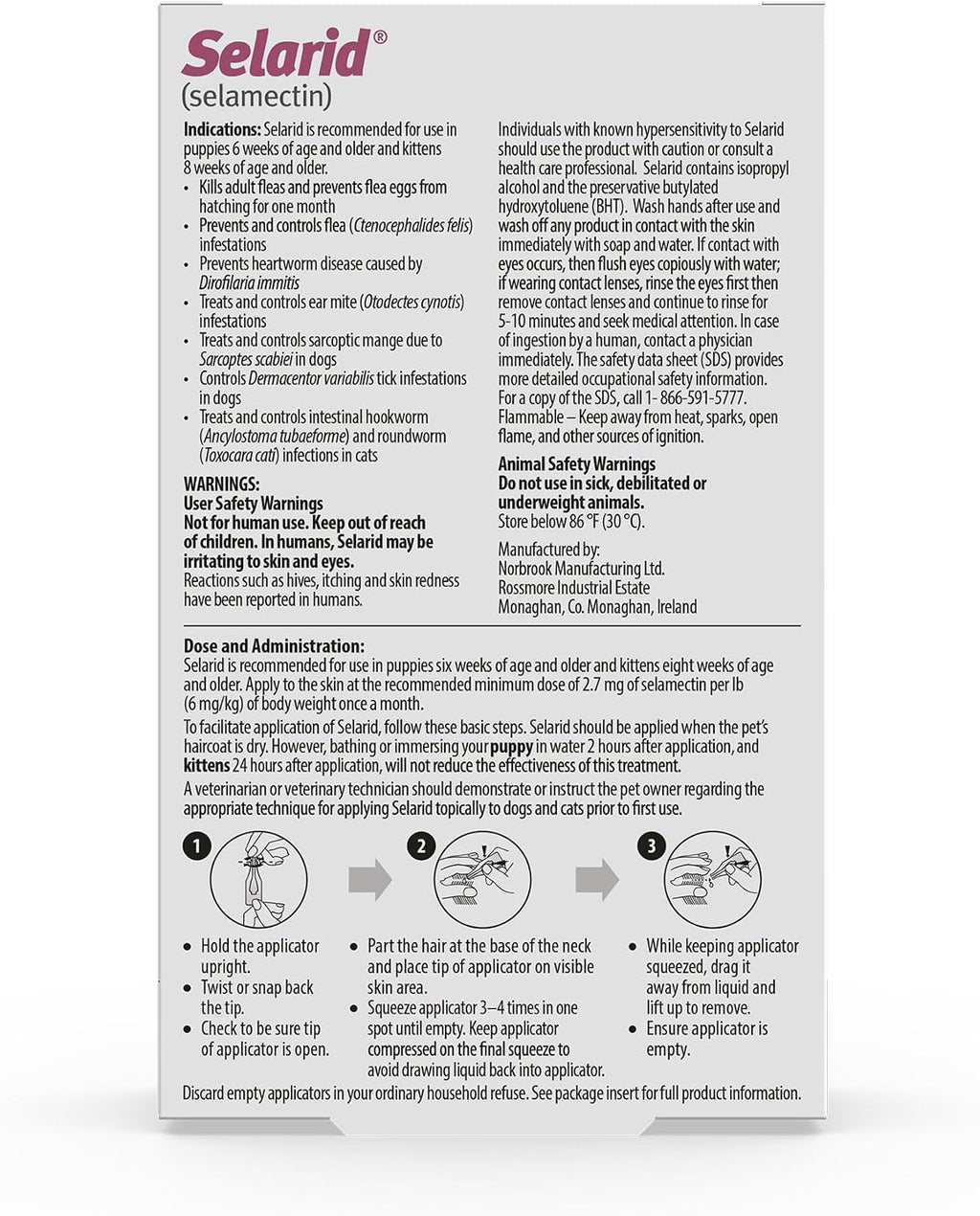 Selarid 3-month supply flea and heartworm prevention for kittens and puppies