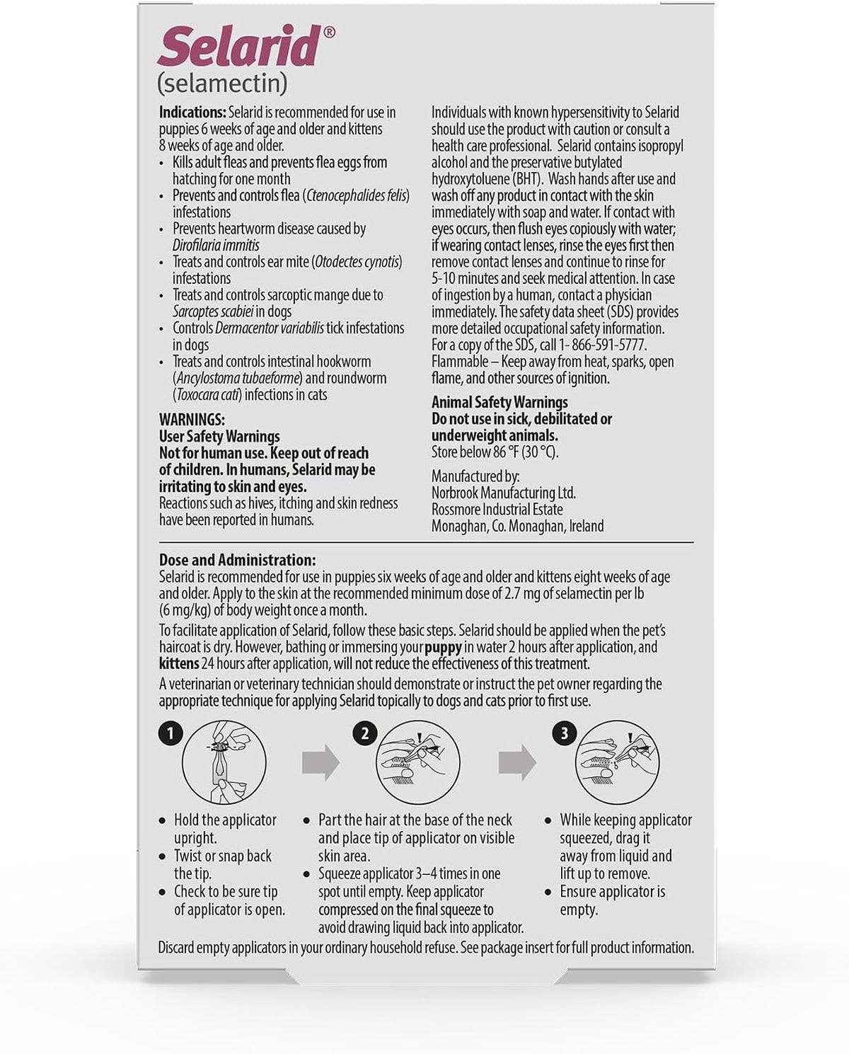 Selarid 3-month supply flea and heartworm prevention for kittens and puppies