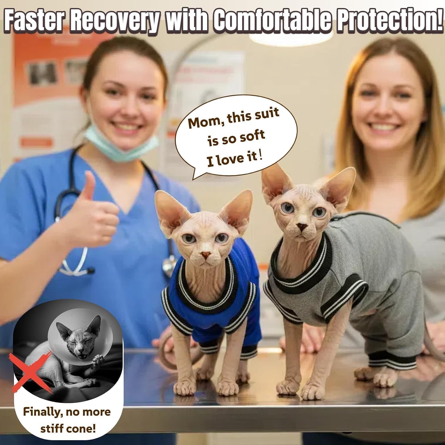 Surgical pajamas for cats as a comfortable alternative to E-collar