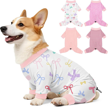 Bienbee Dog Pajamas, 4 Pack Dog Recovery Suit Shedding Suit Cute Soft Puppy Clothes Dogs Pjs Onesies Jammies Adjustable Breathable & Stretchy Clothes for Small Medium Large Dogs Girl Boy Puppy-M - Image 13