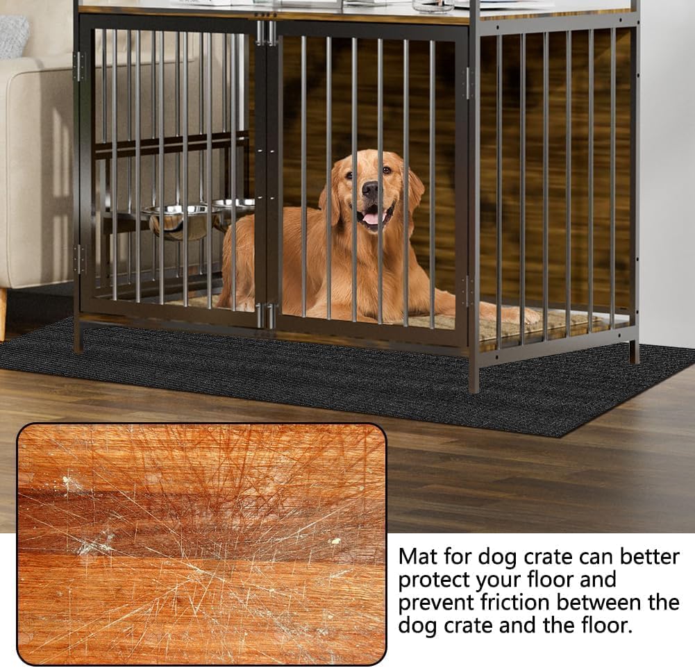 Wibeelee mat placed under a dog crate for floor protection.