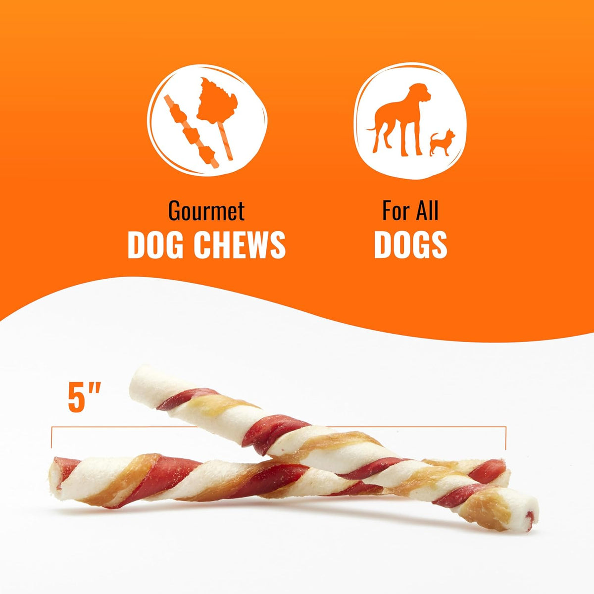 Premium imported USA dog treats package showing complete ingredients and protein information.