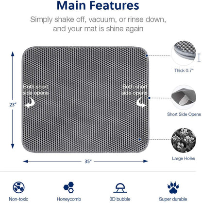 Close up view of the twelve millimeter three dimensional convex holes on the WePet litter trapping carpet.