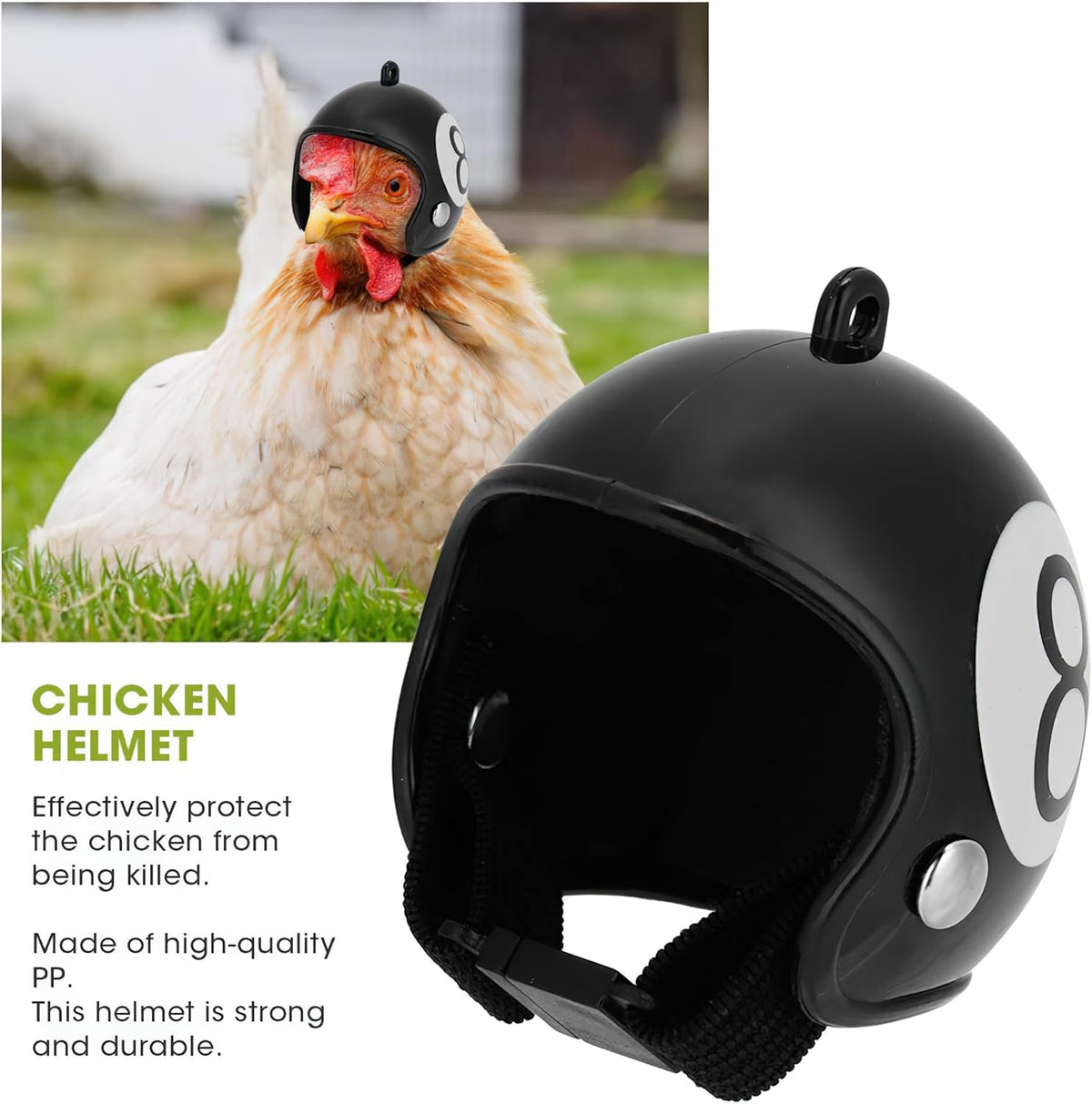 Set of five funny pet safety hats in different colors for backyard hens