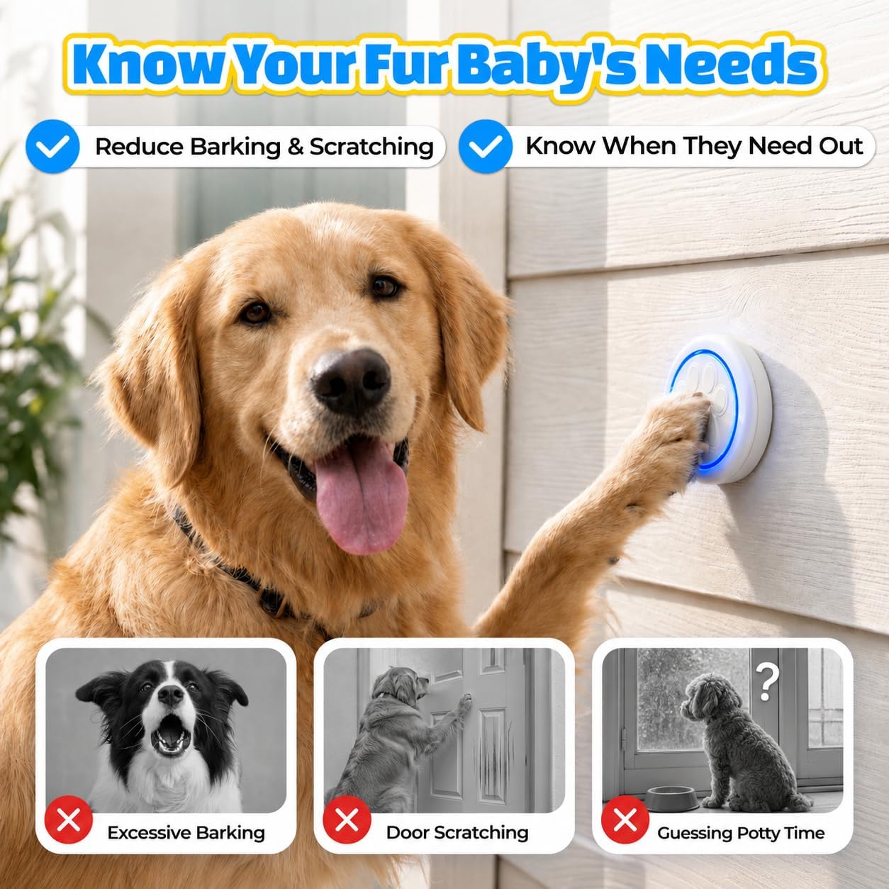 Anyfree dog potty training bell receiver and button set