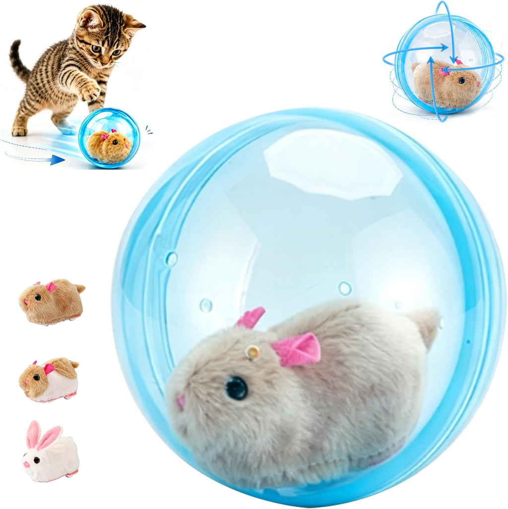 Sidmund interactive self-rolling cat ball blue mouse front view