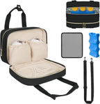 ZIOZERTT breastmilk cooler travel bag front view in black showing double layer zippers