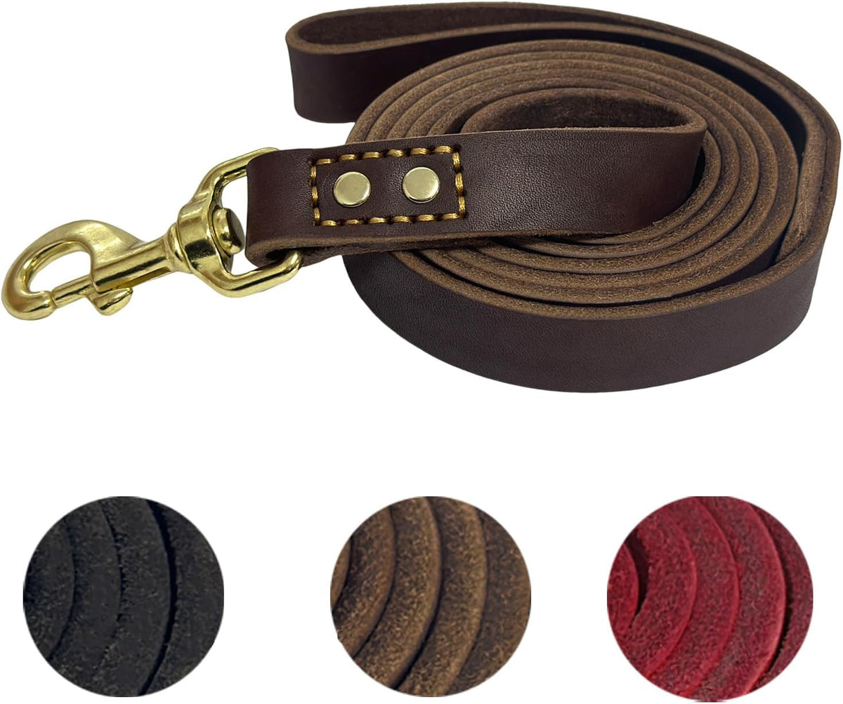 Leather Dog Leash 6 ft x 1/2 inch Heavy Duty Genuine Leather Dog Training Leash Soft and Strong Leather Leash for Small and Medium Dogs Brown - Image 12