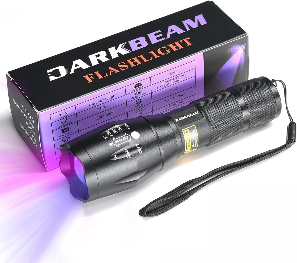 DARKBEAM UV 395nm Flashlight Ultraviolet led Light Blacklight Wood's lamp Portable 400nm Mini Detector for Dog/Cat Urine Pet Stains, Anti-counterfeiting Identification, Resin Curing, AA - Image 9