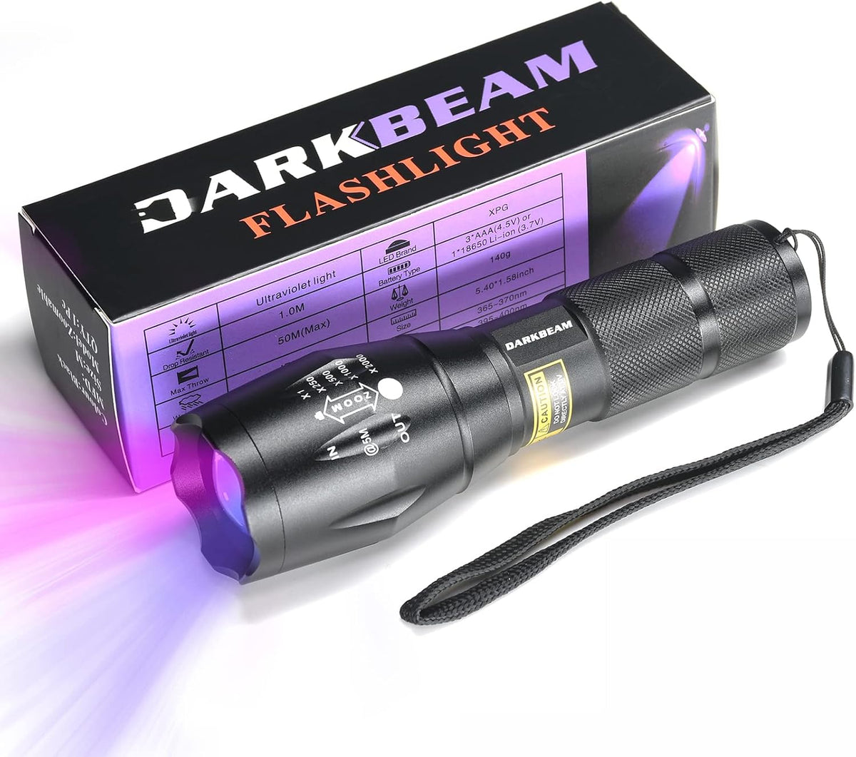 DARKBEAM UV 395nm Flashlight Ultraviolet led Light Blacklight Wood's lamp Portable 400nm Mini Detector for Dog/Cat Urine Pet Stains, Anti-counterfeiting Identification, Resin Curing, AA - Image 9
