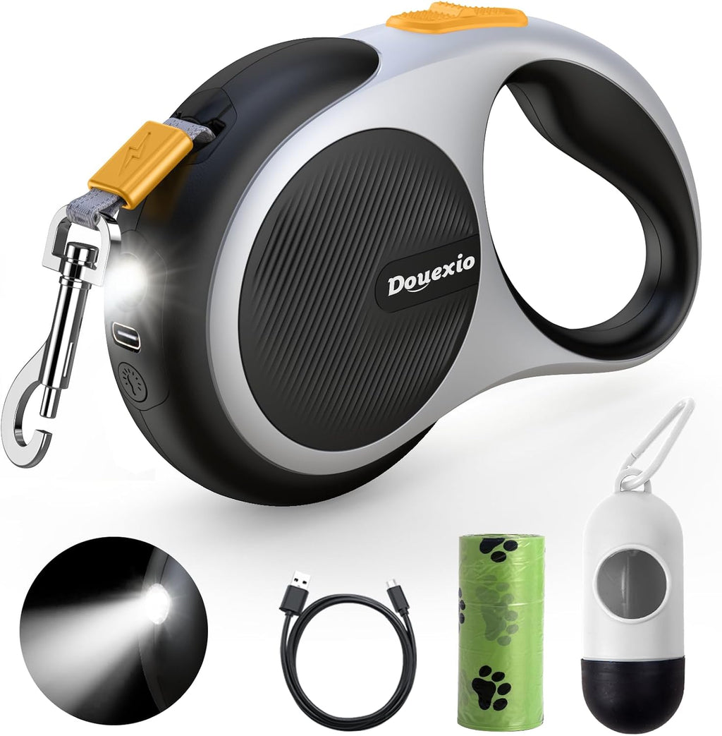 Douexio retractable dog leash with LED light side view