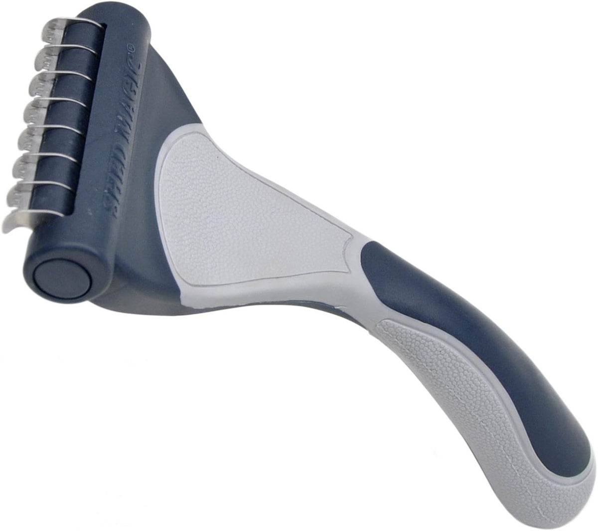 Coastal Evolution Shed Magic medium dog brush stainless steel blades close up
