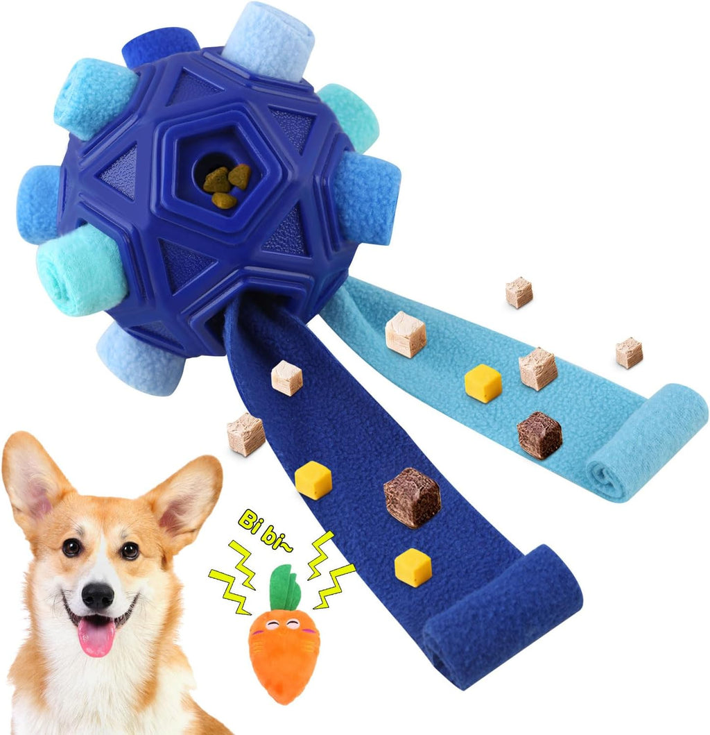 Dog Snuffle Ball-Interactive Puzzle Dog Toys Encourage Natural Foraging Skills Slow Feeder for Training and Stress Relief, Cloth Strip Hiding Food Dog Toys with Squeaky Carrot Toy for Any Size - Image 10