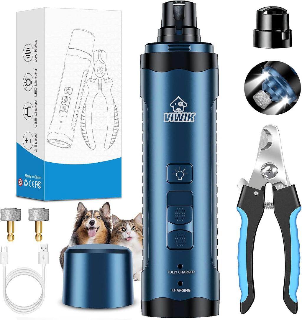 VIWIK Dog Nail Trimmers with Light, Cat Dog Nail Clippers, Dog Nail Grinder Quiet for Large Medium Small Dogs Paw & Cats Claw, Electric 2-Speed Pet Toenail Grooming Supplies, Gifts for Dog Lovers. - Image 9