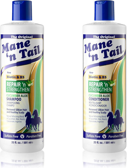 Mane 'n Tail Repair 'n Strengthen Shampoo and Conditioner bottles front view