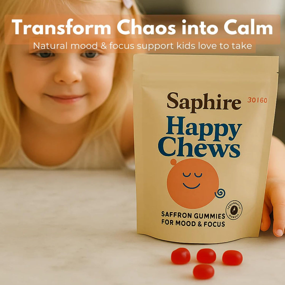 Saffron Gummies for Kids, Sugar-Free, 60 Gummies - Image 2