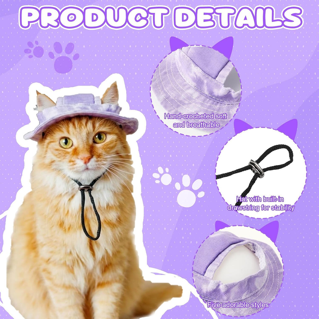 Sphynx cat wearing a pink and white Zhamate kitten sun hat.