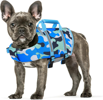 Queenmore Dog Life Jacket, Large Dog Life Vest, High Floating Dog Life Vest for Swimming, Adjustable Pet Lifesaver for Boating, Water Vest for Large Breed with Back Zip, Rescue Handle, Hook (Blue L) - Image 12