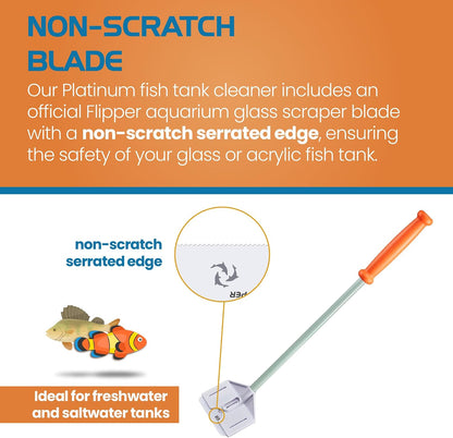 Solid fiberglass handle of the FL!PPER Platinum scraper for deep aquarium cleaning