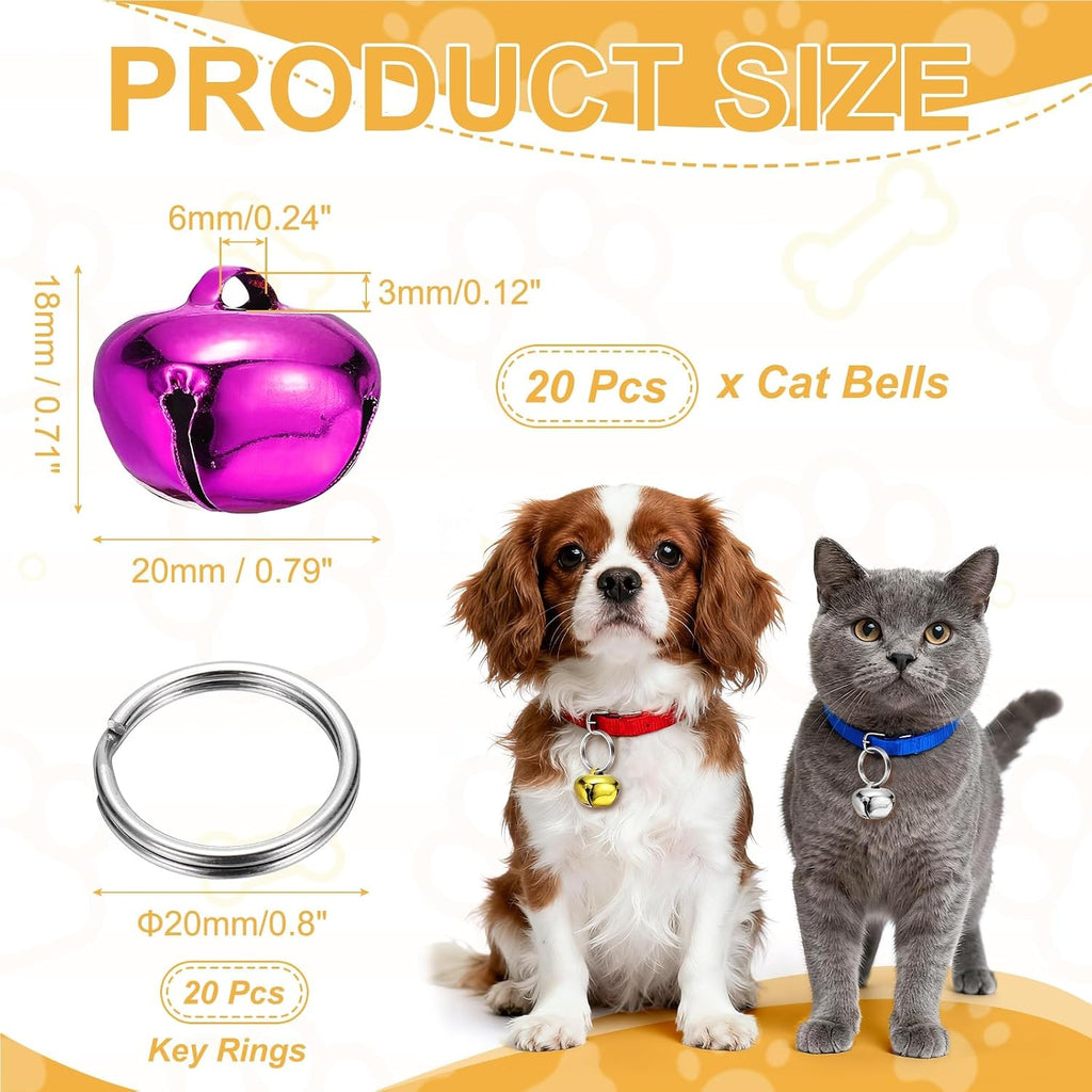 PETAXCELL small pet bells with stainless steel keyring attached to collar