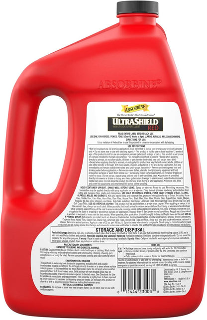 Absorbine UltraShield Red livestock repellent packaging with clear target animal icons