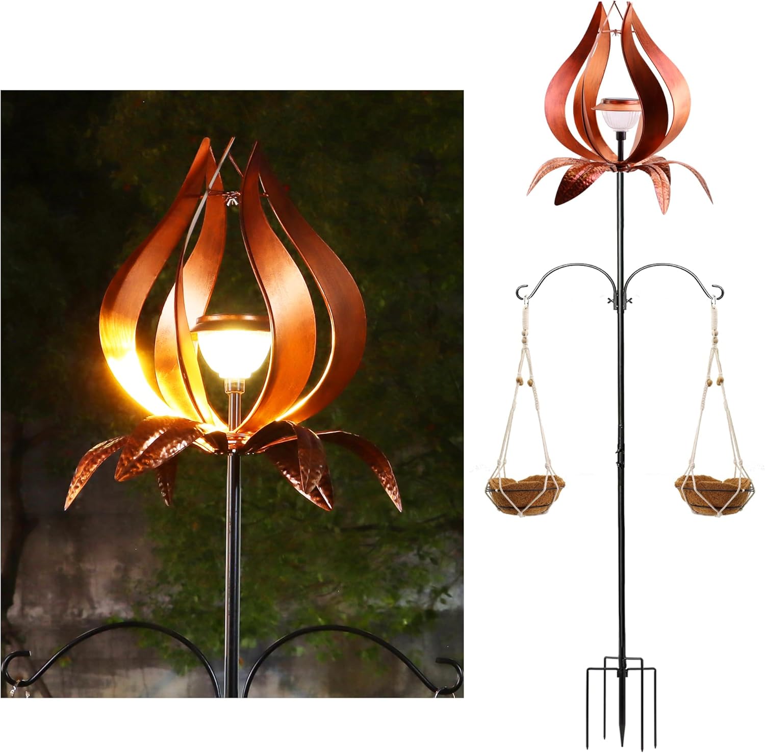Yngfil multi-functional yard wind spinner with solar lights front view
