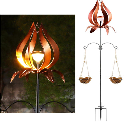 Yngfil multi-functional yard wind spinner with solar lights front view