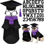 Huhumy 5 Pcs Dog Graduation Costume Set Include 2026 Pet Graduation Gown with Stole Puppy Grad Cap Lensless Glasses DIY Letter Stickers for Dogs Cats Holiday Costume Accessory(Black Yellow,S) - Image 10