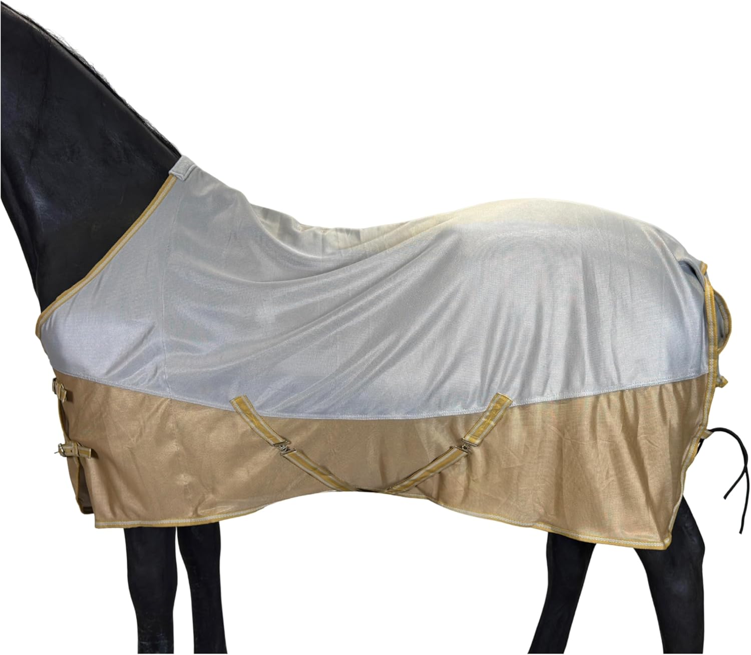 BARN & STABLE Breathable and UV Protective Tear-Resistant Mesh Horse Fly Sheet Comfy Equine Summer Sheet with Removable Web Leg Straps (White - Loose Fit, 78 in) - Image 13