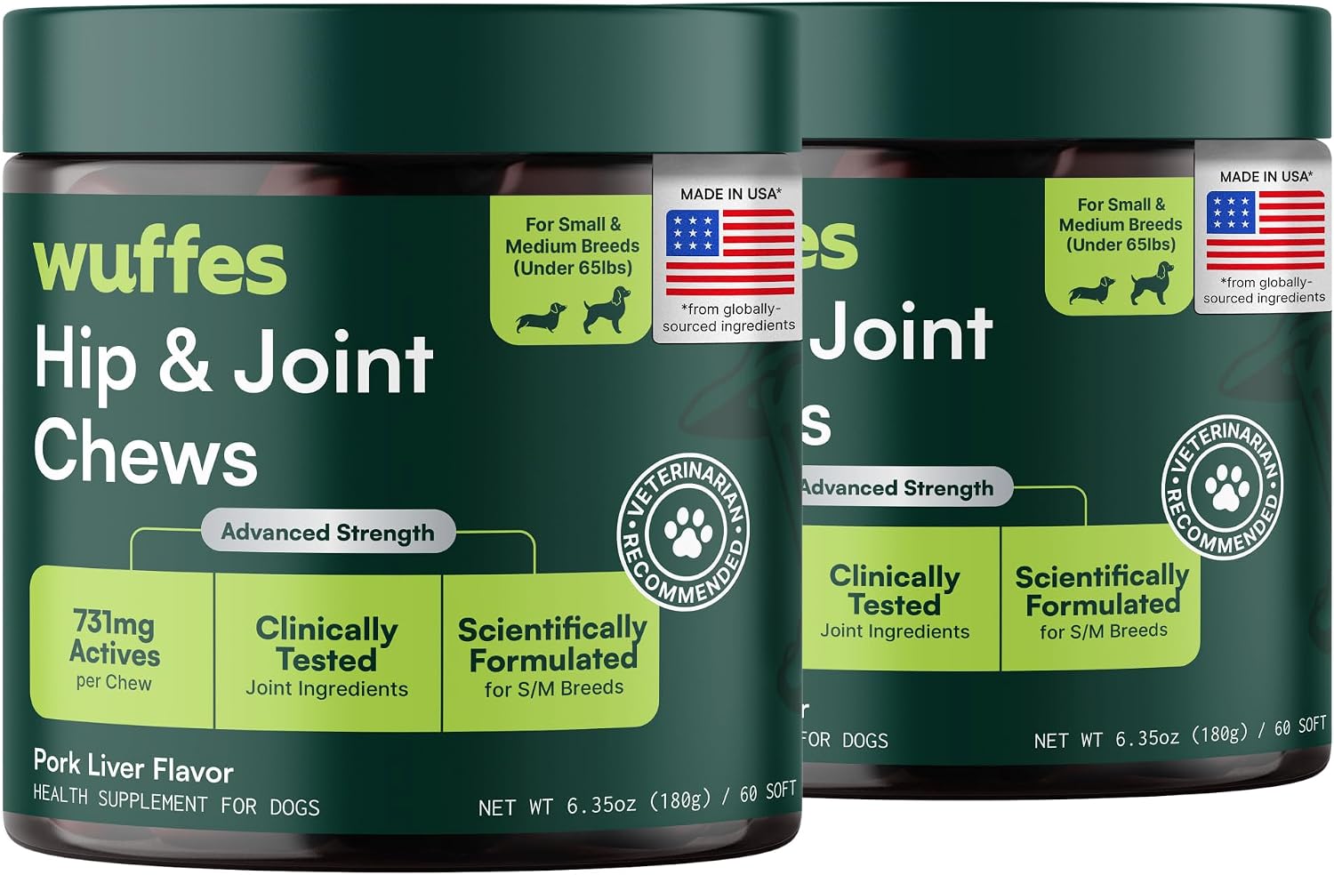 Wuffes Advanced Dog Hip and Joint Supplement with Glucosamine, Chondroitin, Omega 3, MSM, and Green Lipped Mussel, 60 Pork Flavored Chews for Small and Medium Dog Breeds - Image 15