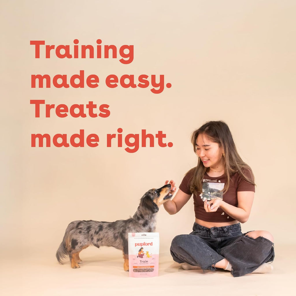 Pupford 10 ounce training treats bag held for scale