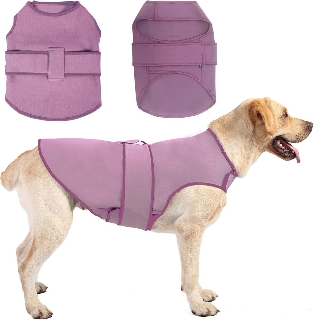 Caslfuca dog shirt wrap being adjusted on a puppy for stress relief.