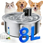 Pawdippity 8 Liter Stainless Steel Pet Water Fountain front view