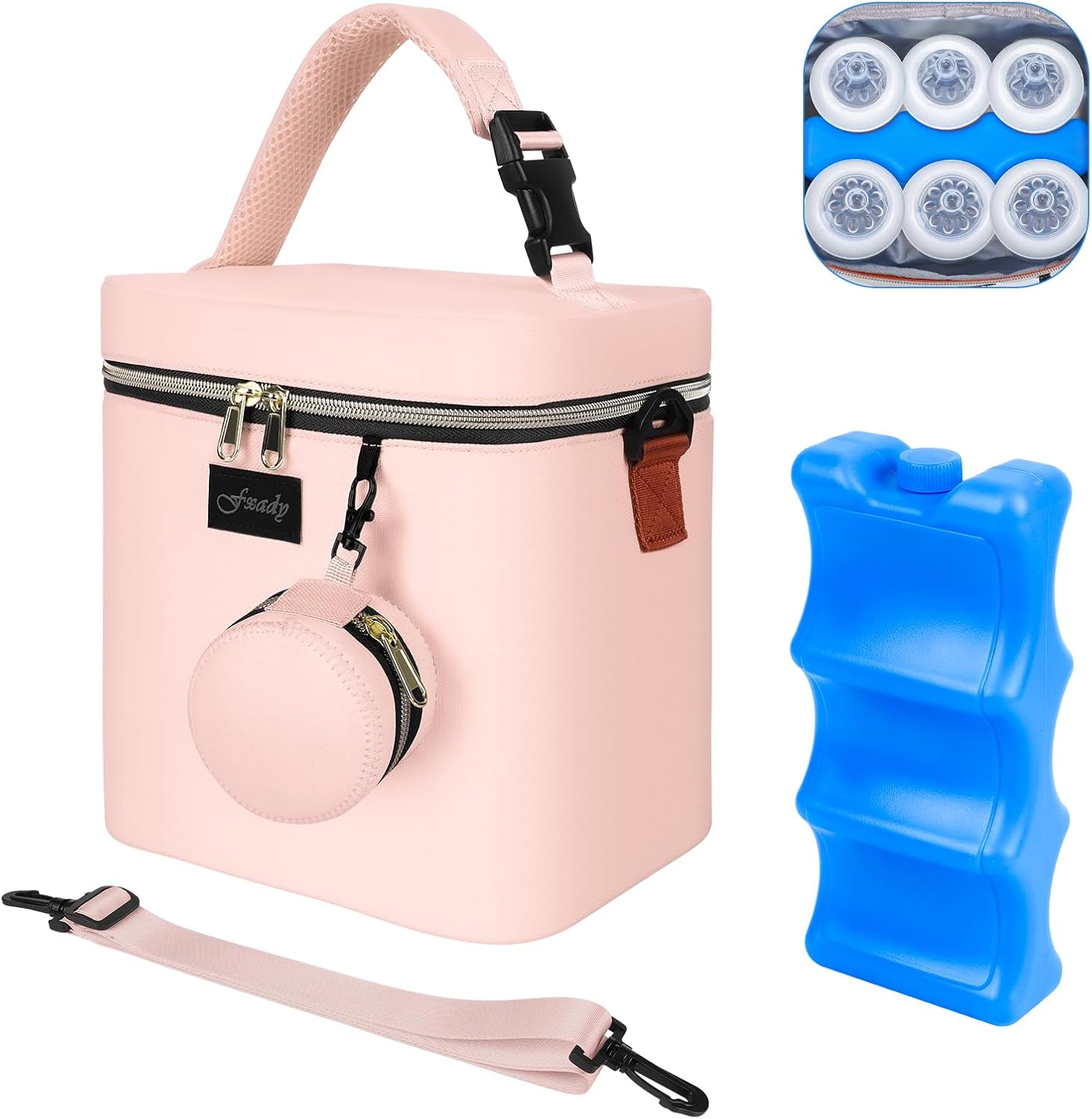 Mancro breastmilk cooler bag front view with ice pack