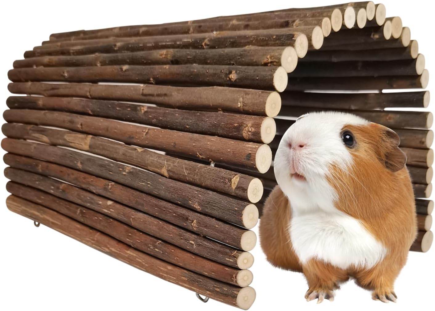 Guinea Pig Hideout Rabbit Hide Rat Cage Accessories Extra Large Wooden Tunnel Hut Hideaway for Pig Hideout Tortoise Hedgehog Ferret and Chinchilla - Image 1