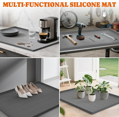 Washable non toxic silicone mat capturing tracked cat litter granules